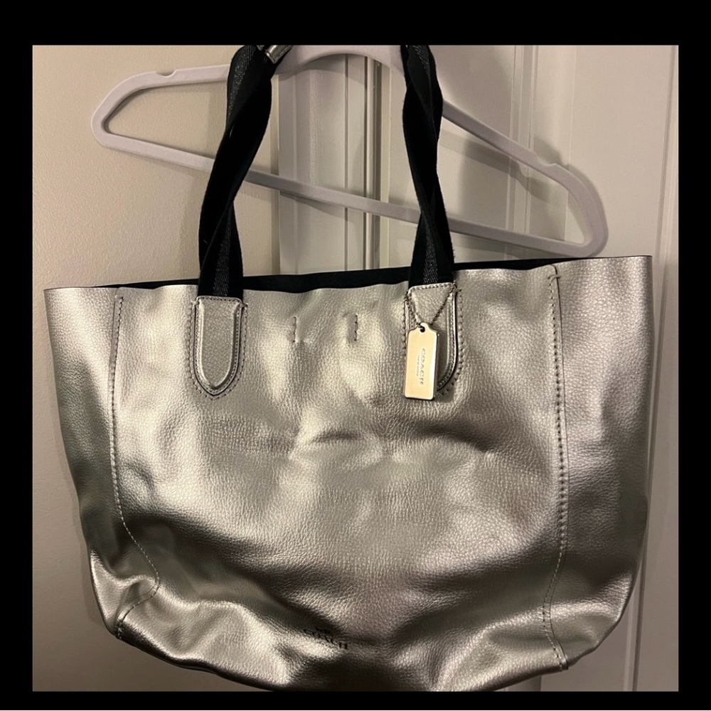 Silver Coach tote